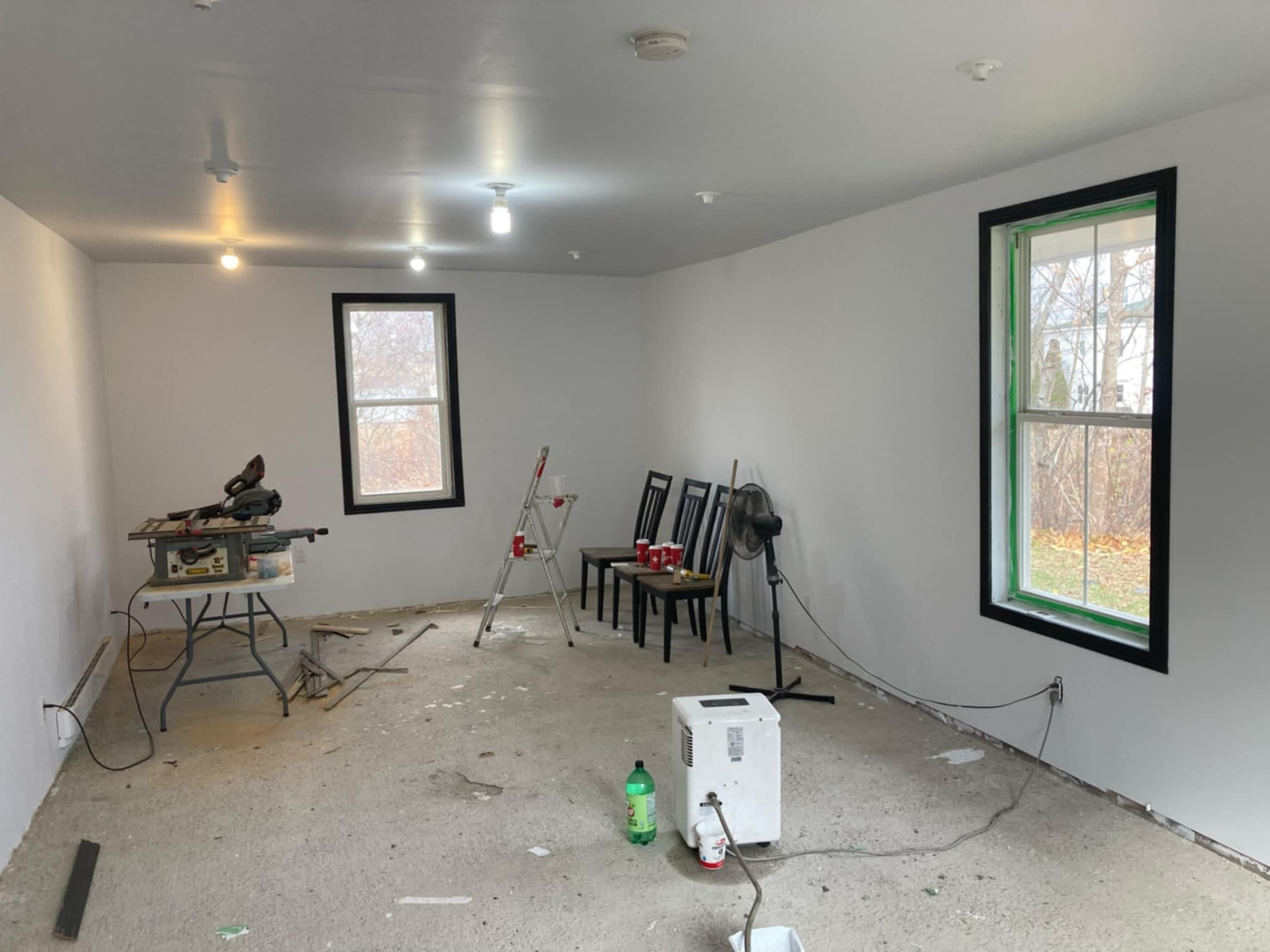 Stripped-back studs to finished, painted room — after, Kitchener