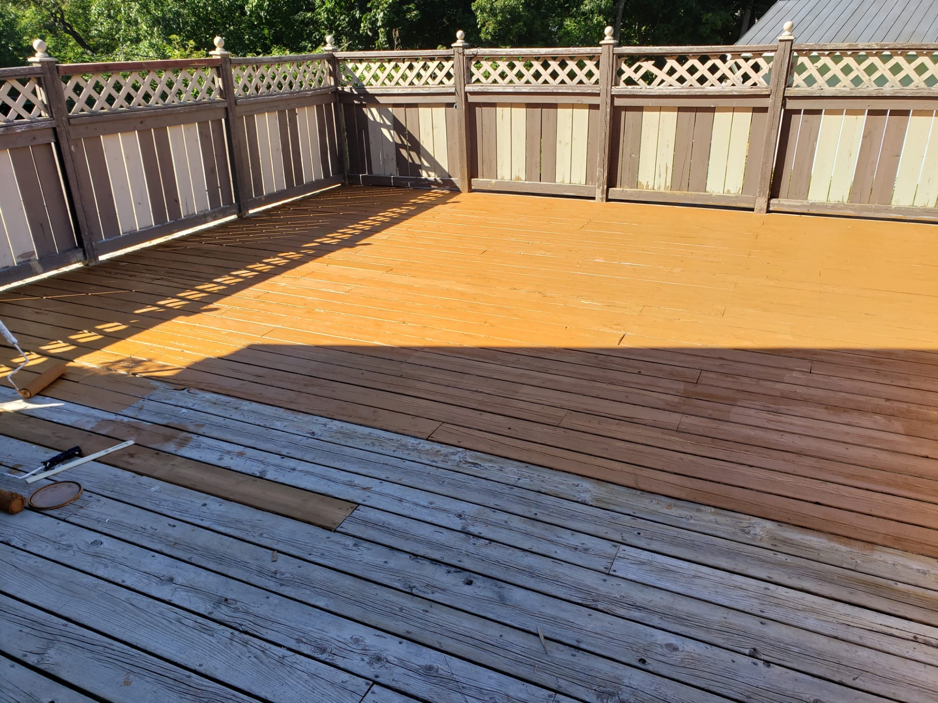 Weathered deck rebuilt and restained — after, Cambridge